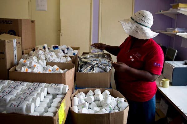 Managing supplies at the Right to Care AIDS clinic, a recipient of PEPFAR aid, in Johannesburg, South Africa, in 2012.